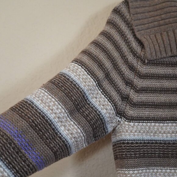 Vintage Old Navy Button Front Long Line Cardigan Lambswool XL Stripe Collar Y2K - Picture 7 of 10